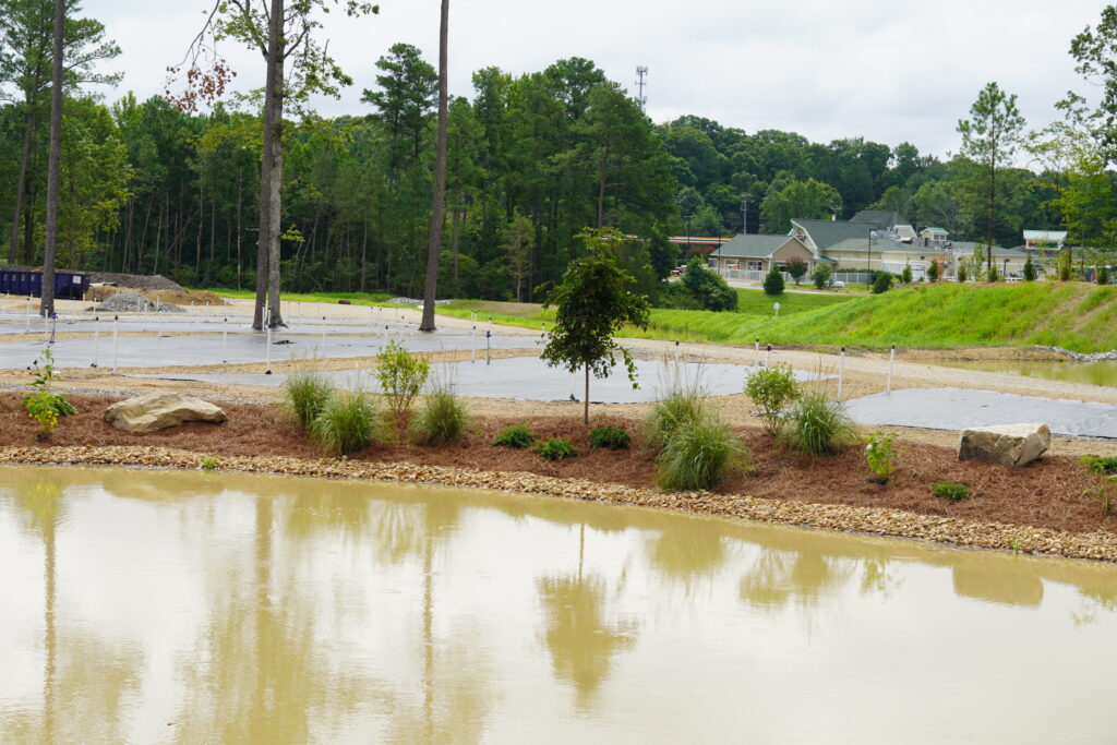 irrigation pond and landscaping