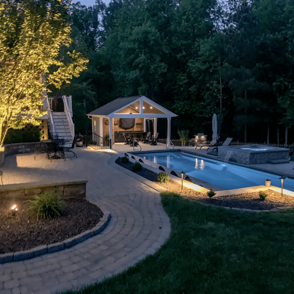 Pool patio and landscaping