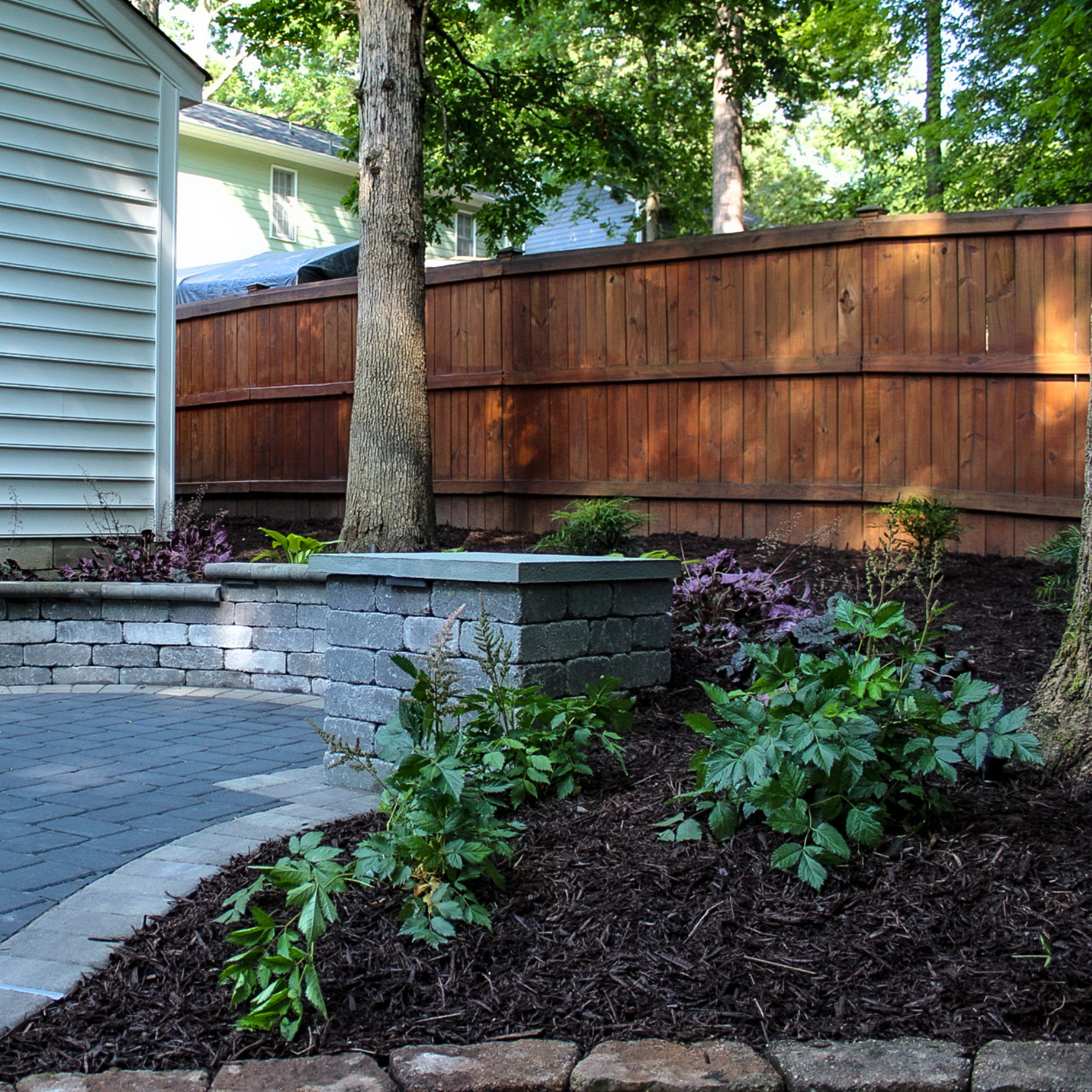 hardscape patio and fresh landscape