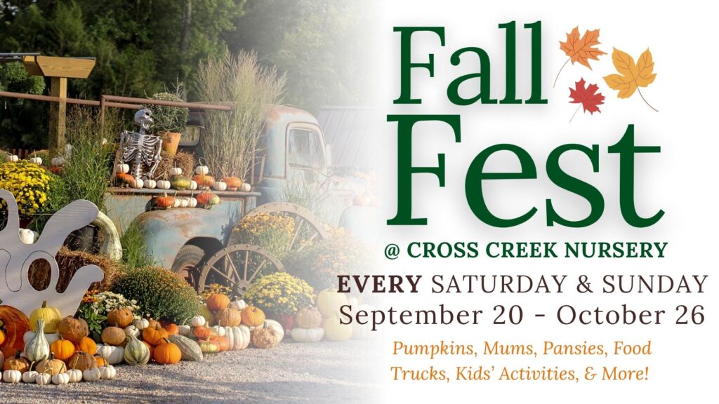 Cross Creek Nursery Fall Fest Every Saturday and Sunday
