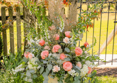 pink and white vase florals