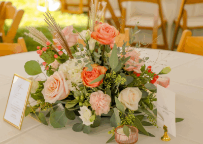 pink and white wedding centerpiece florals