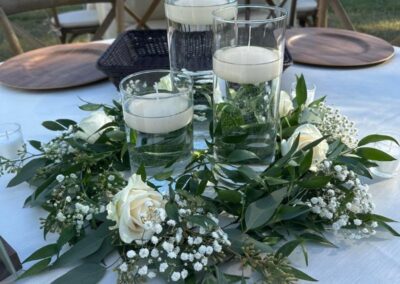 Floral arrangement at the wedding centerpiece.