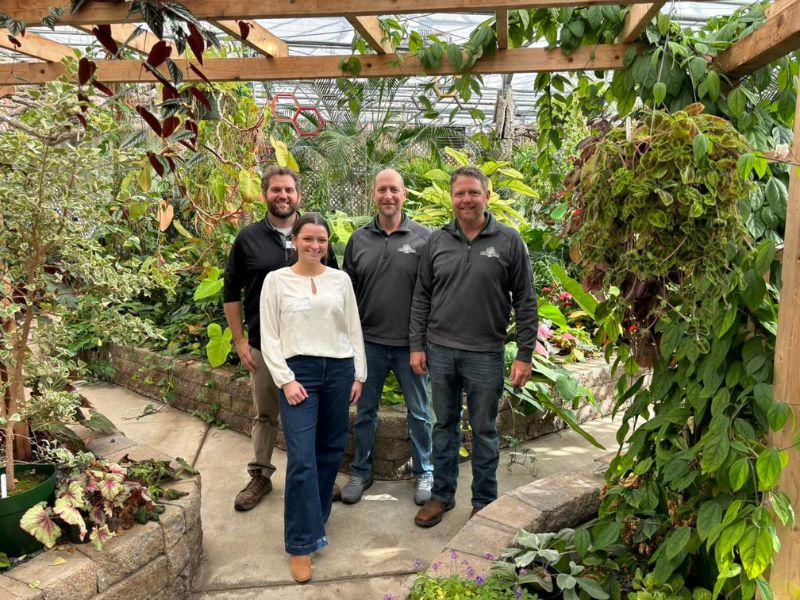 cross-creek-nursery-internship-job Andrew McAuliffe, Mark McAuliffe, and Jason McAuliffe with the summer intern.