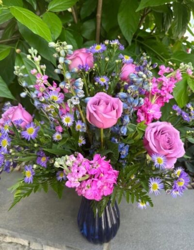 Pink floral arrangements.