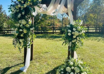 Private residence wedding floral alter.