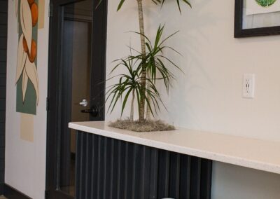 Well-kept restaurant greenery adding natural beauty to the dining space.