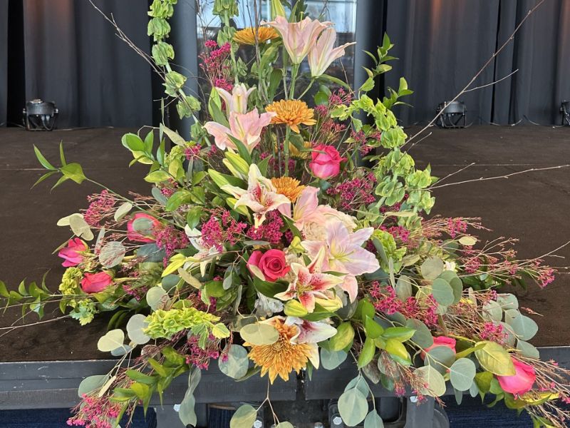 Floral arrangement for corporate event.