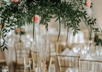 Floral centerpiece arrangement designed by Cross Creek Florist.