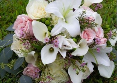 Floral bouquet at wedding from Cross Creek Florist.