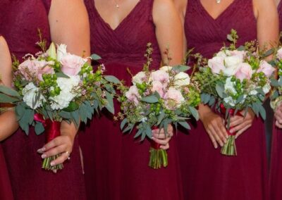 Floral bridesmaids bouquet at wedding from Cross Creek Florist.